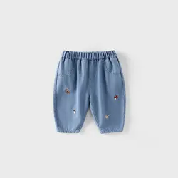 Pantalones bordados de algodón para bebés – Estilo casual y holgado