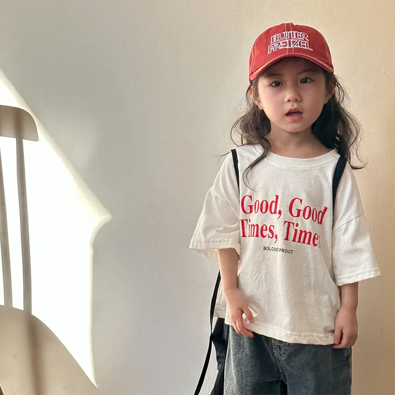 Camiseta infantil de algodón con letras – Manga corta - imagen 5