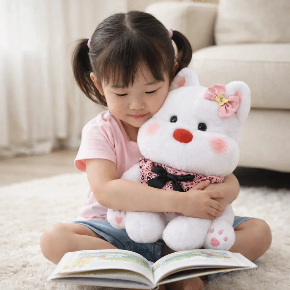 Peluche West Highland en color blanco/rosa