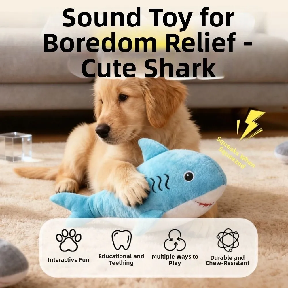 Juguete de peluche con sonido tiburón para perros interactivo - imagen 4