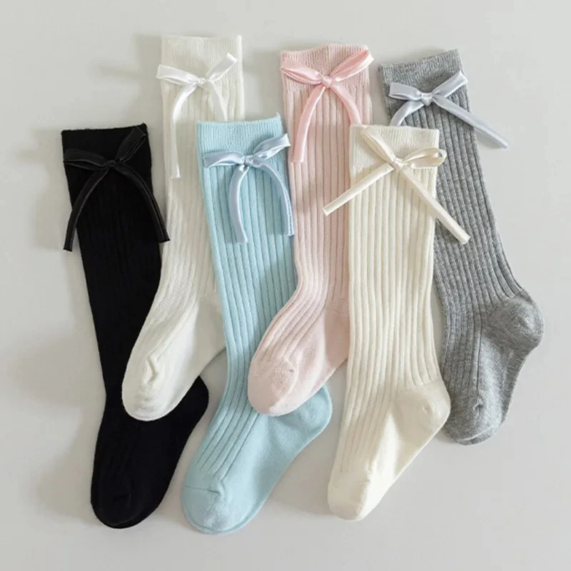 Calcetines altos de lazo estilo princesa para niñas, color caramelo - imagen 2