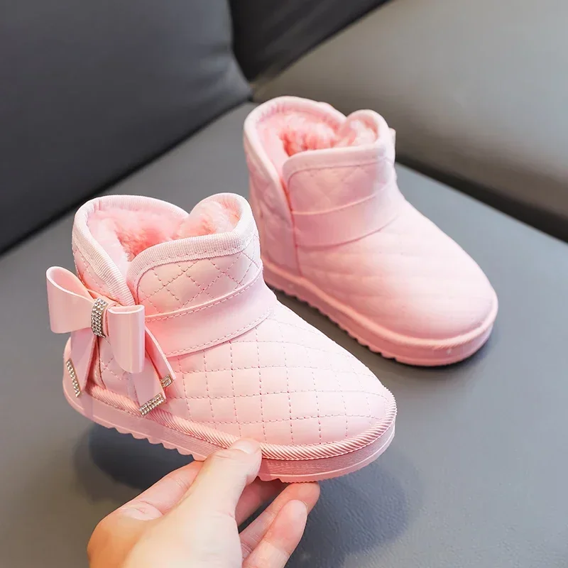 Botas de nieve impermeables para niñas, cálidas a prueba del viento