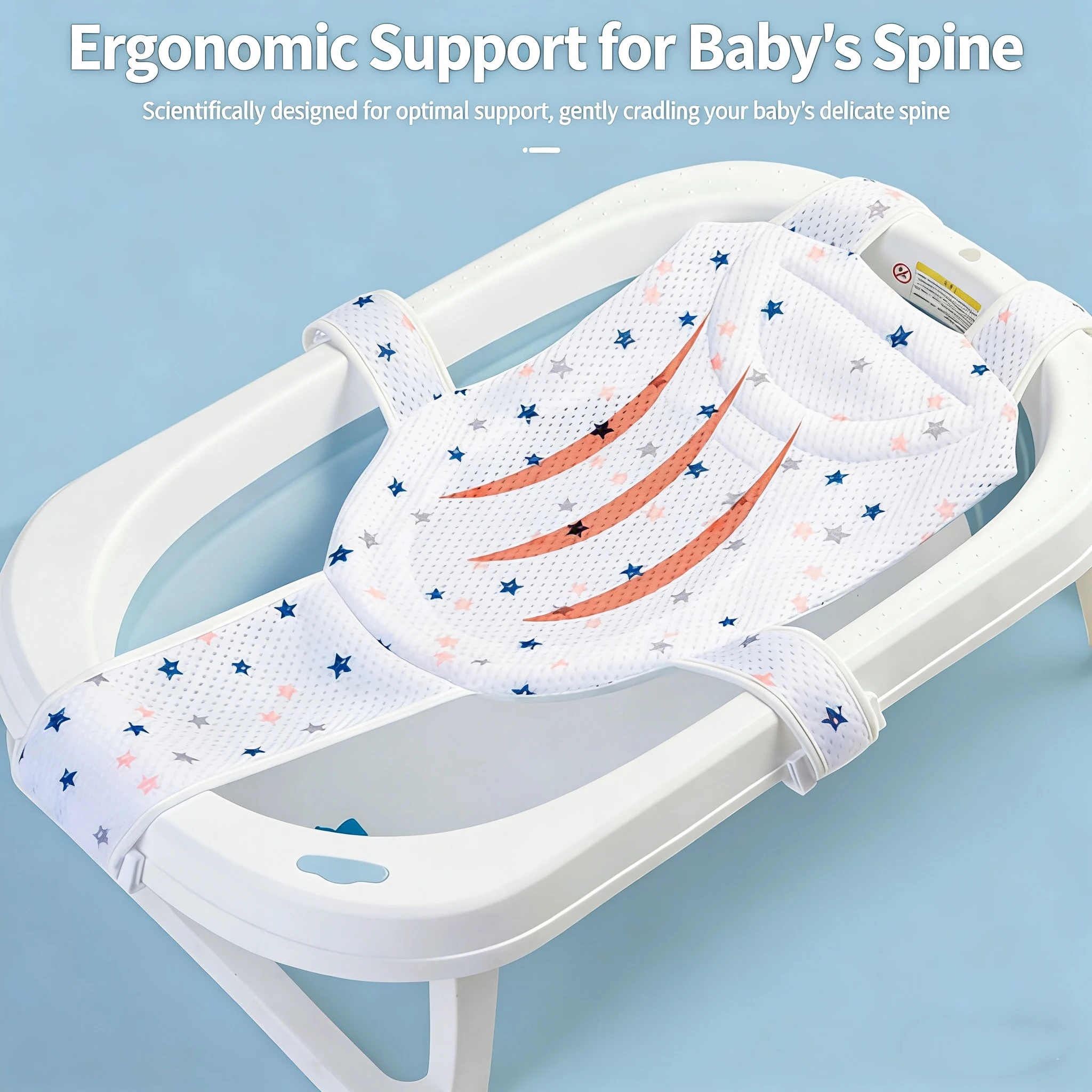 Cojín de baño antideslizante para bebé – Soporte flotante de malla - imagen 5