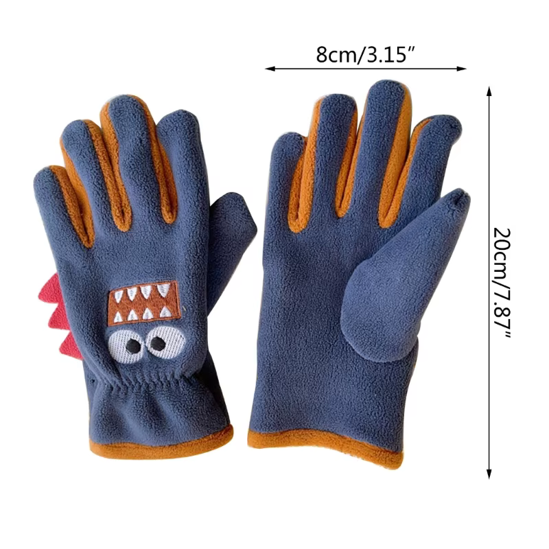 Guantes de dibujos animados con forro polar en tonos azul y rojo