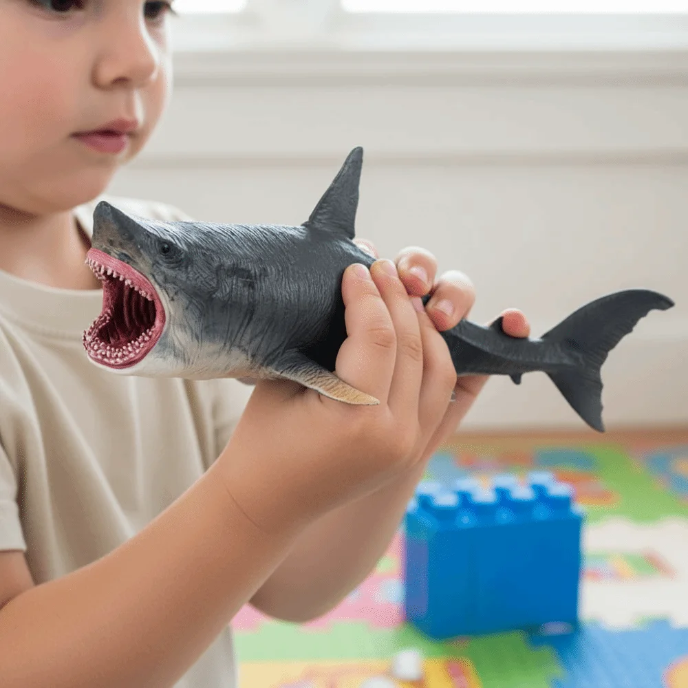 Figura tiburón plástico realista para decoración marina infantil - imagen 2