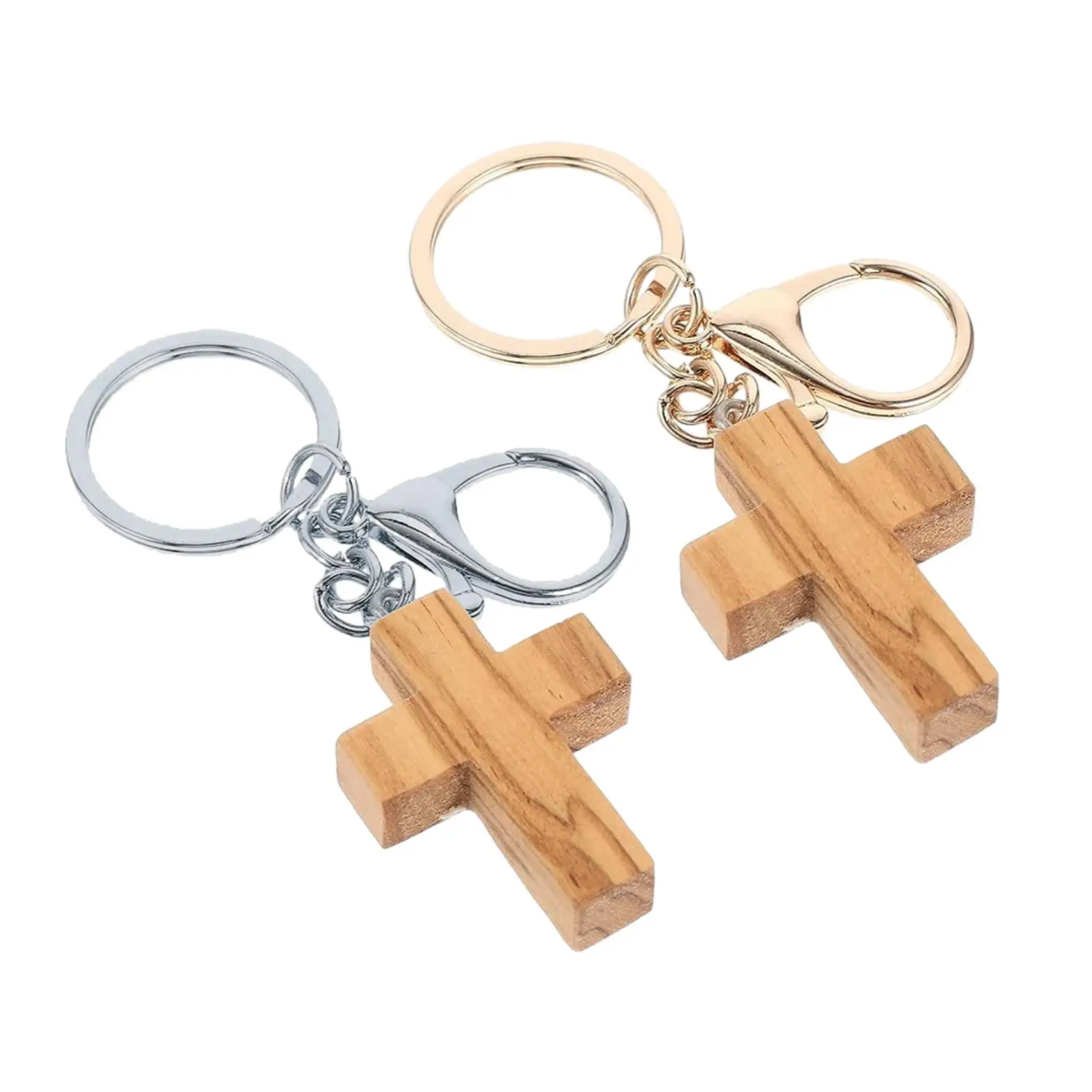 Llavero de madera suave con cruz, hecho a mano para recuerdos - imagen 3