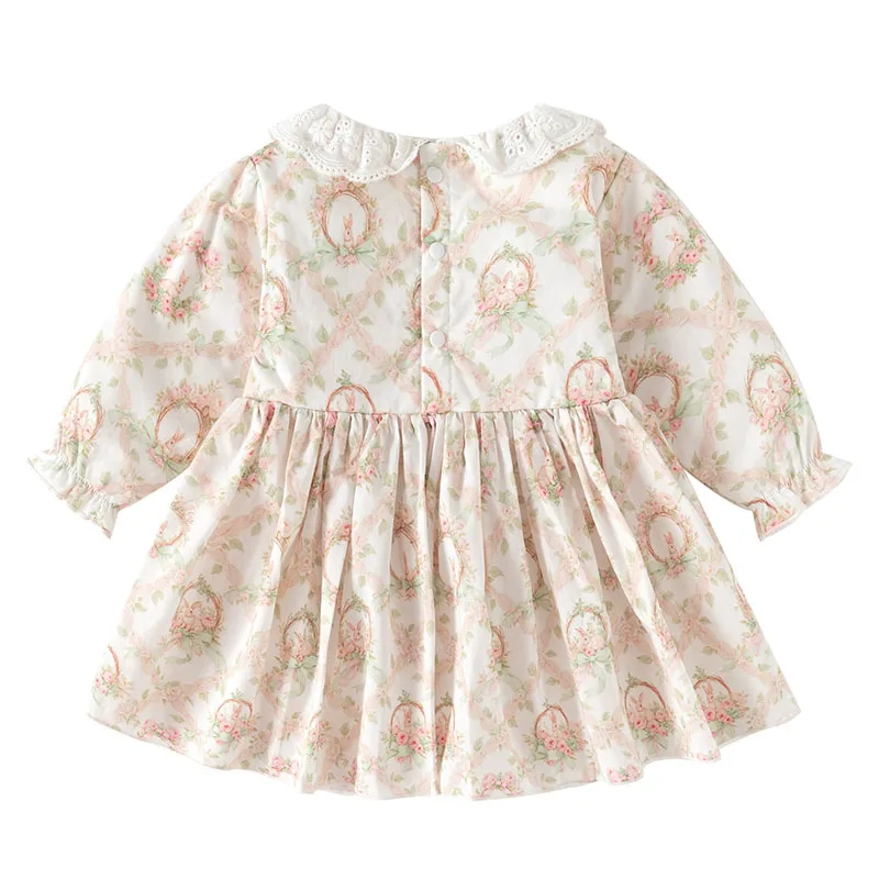 Conjunto vestido niña manga larga cuello Peter Pan primavera-otoño - imagen 3