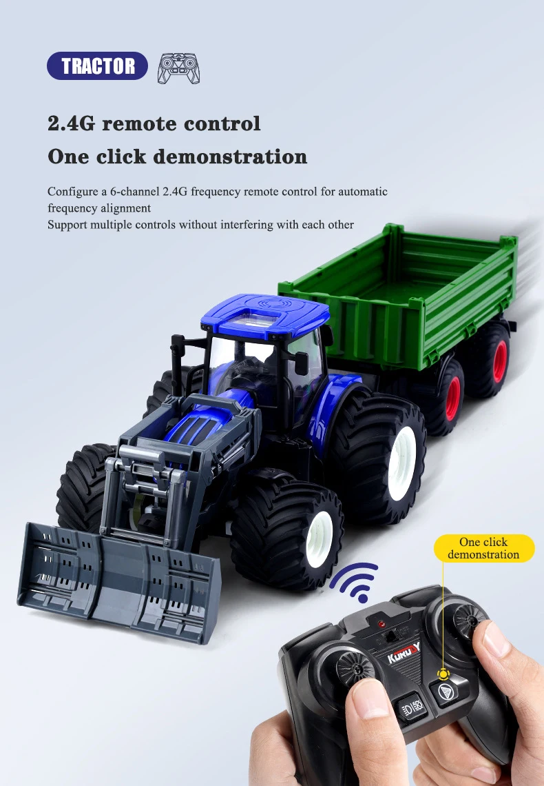 Tractor RC 1/24 con aspecto agrícola
