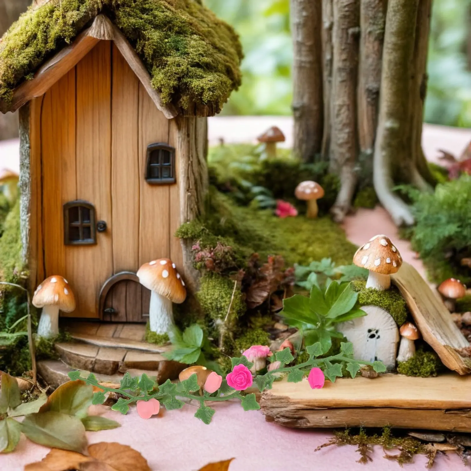 Flores artificiales rosas miniatura para decorar casa de muñecas - imagen 4