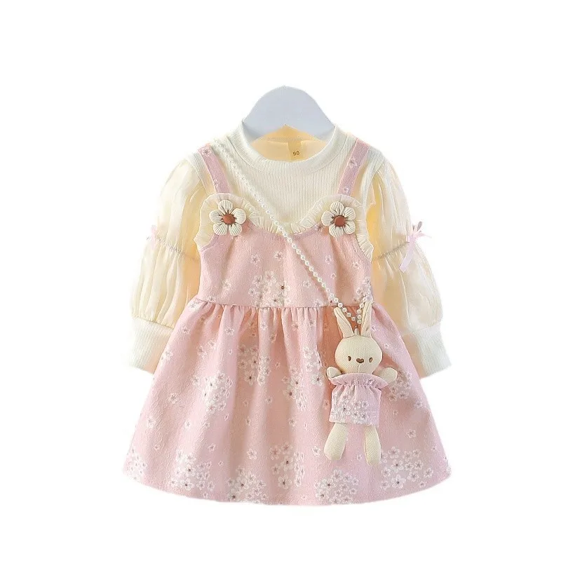 Vestido floral dos piezas para niña – Estilo conejito (1-6 años) - imagen 5