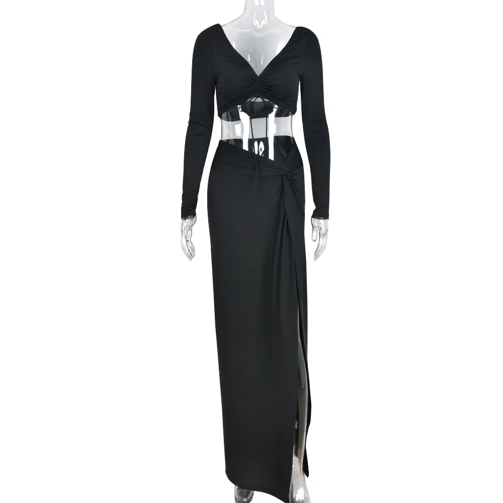 Vestido de maternidad con escote en V y cordón para fotos - imagen 2