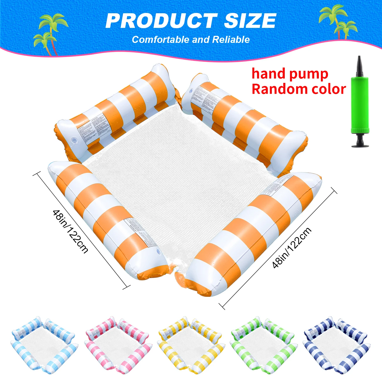 Hamaca inflable para agua con diseño de 4 tubos en piscina