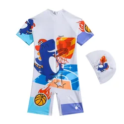 Bañador dinosaurio con gorro para bebé – Protección solar 50+