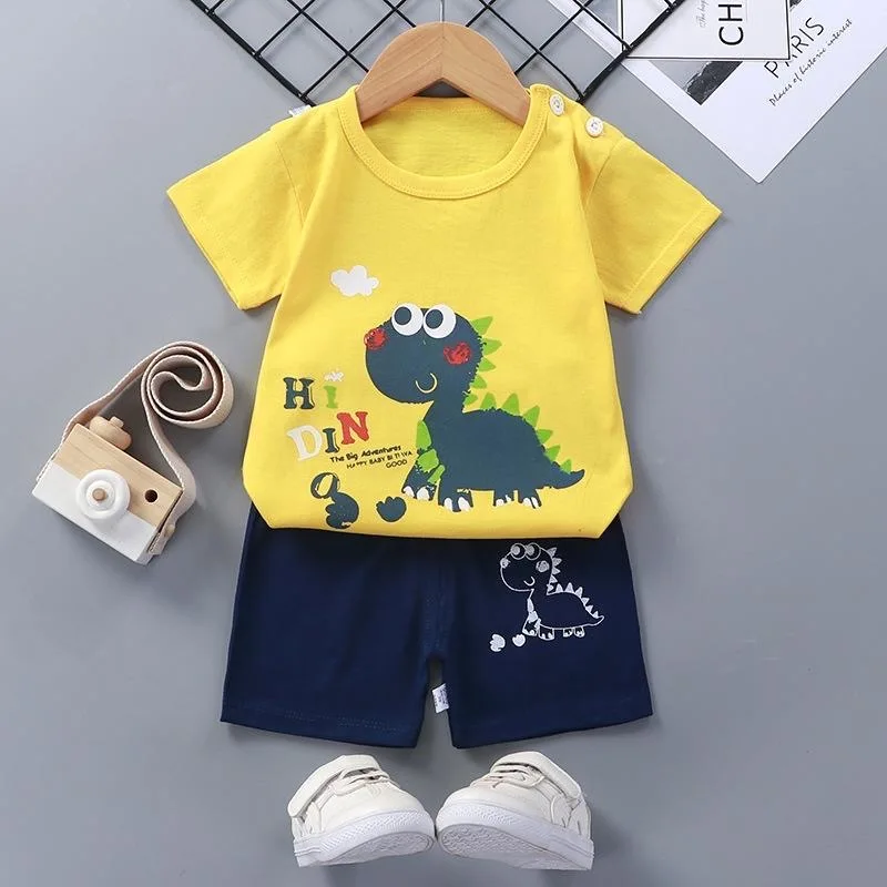 Conjunto de verano de algodón para bebé: camiseta y pantalones cortos