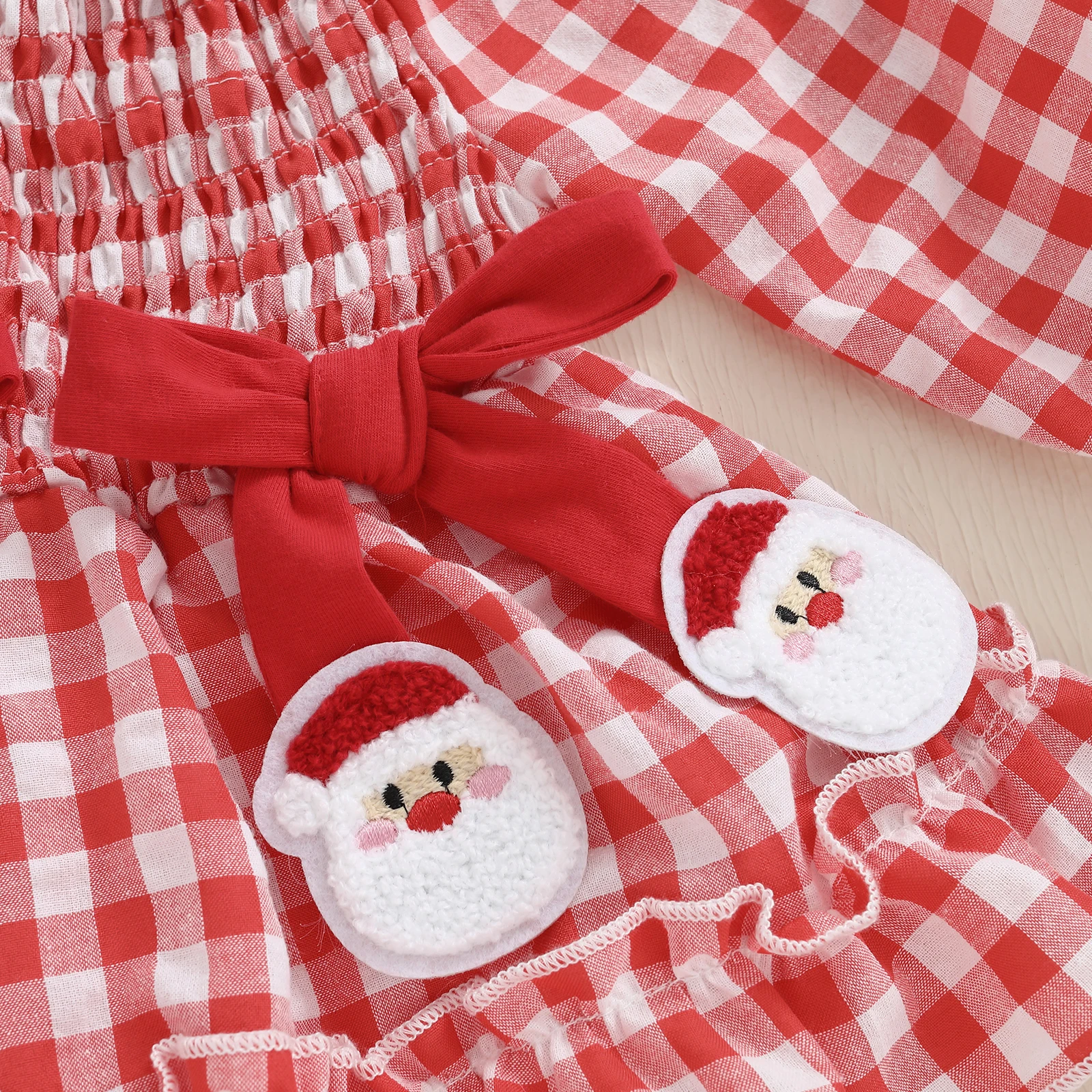 Tregren Pelele de niña para Navidad con diadema y volante cuadros - imagen 4