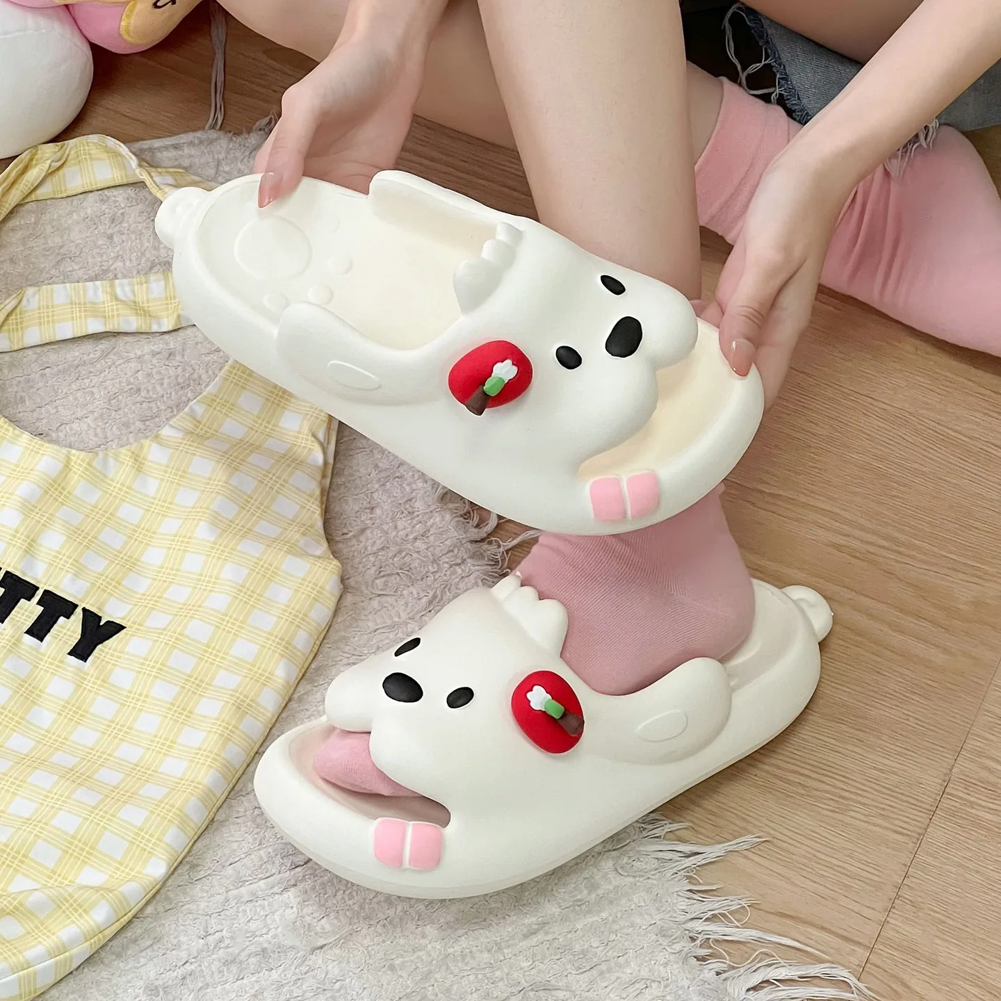 Pantuflas antideslizantes transpirables con oso 3D de frutas - imagen 5