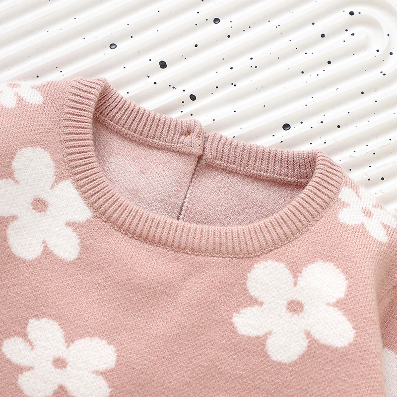 Pelele infantil floral de punto manga larga para otoño e invierno - imagen 4
