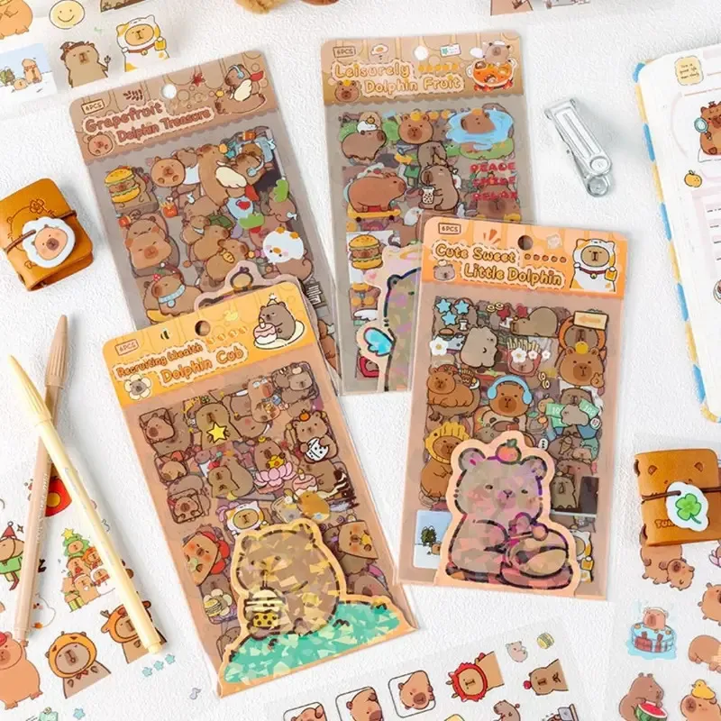 Pegatinas transparentes impermeables de capibara estilo kawaii - imagen 4