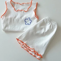 Pijama de verano niña con chaleco sin mangas y pantalones cortos