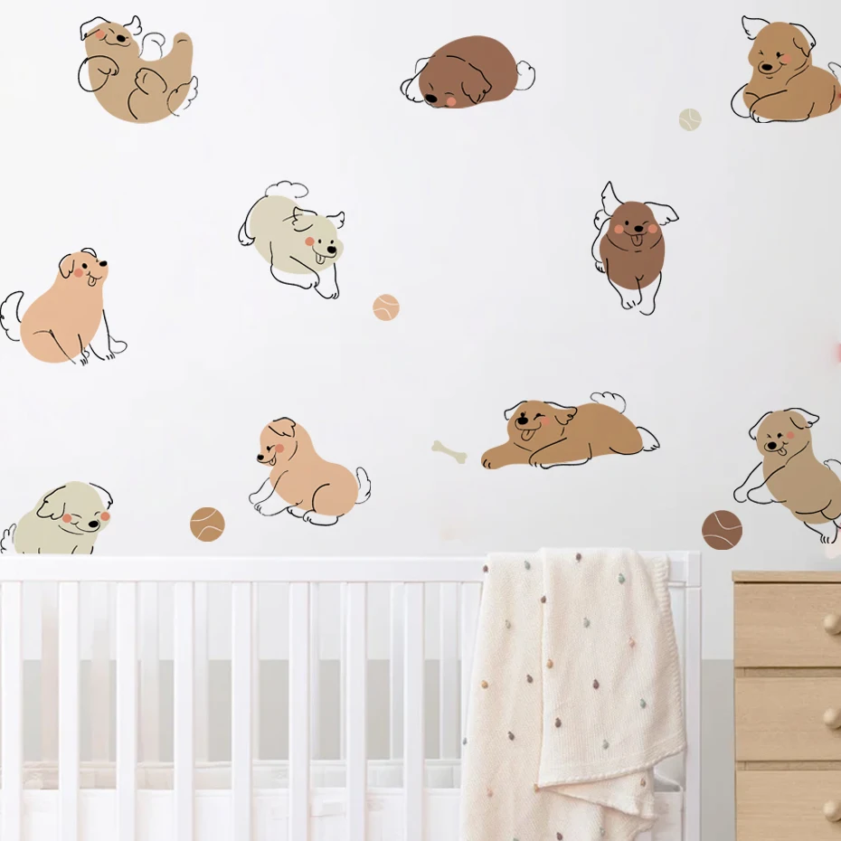 Pegatinas de pared con perros en acuarela para habitación infantil - imagen 4