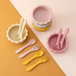 Vajilla de silicona para bebé – Cuenco León con cubiertos sin BPA