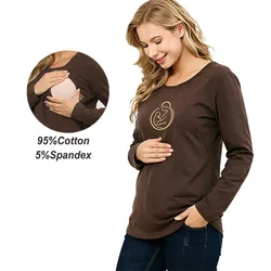 Camiseta de lactancia de manga larga holgada y transpirable