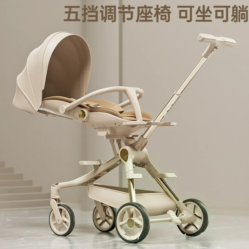 Cochecito de bebé plegable reclinable con amortiguación de aluminio - imagen 3