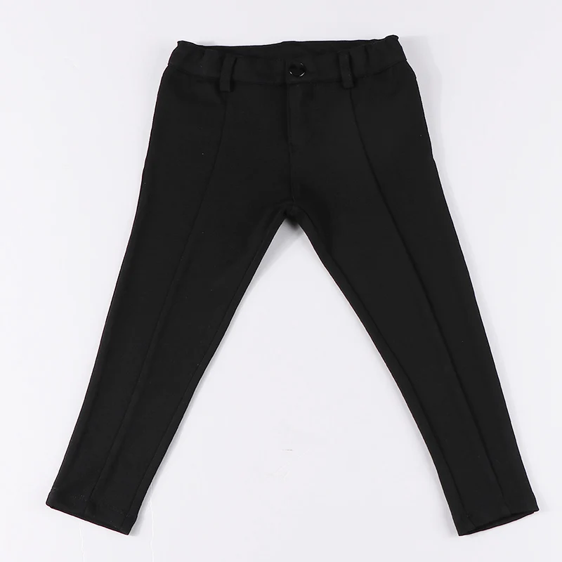 Pantalones largos negros para niños con cintura elástica y cremallera