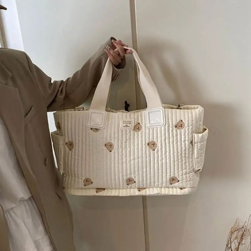 Bolso maternal bordado – Gran capacidad para biberones y pañales - imagen 3