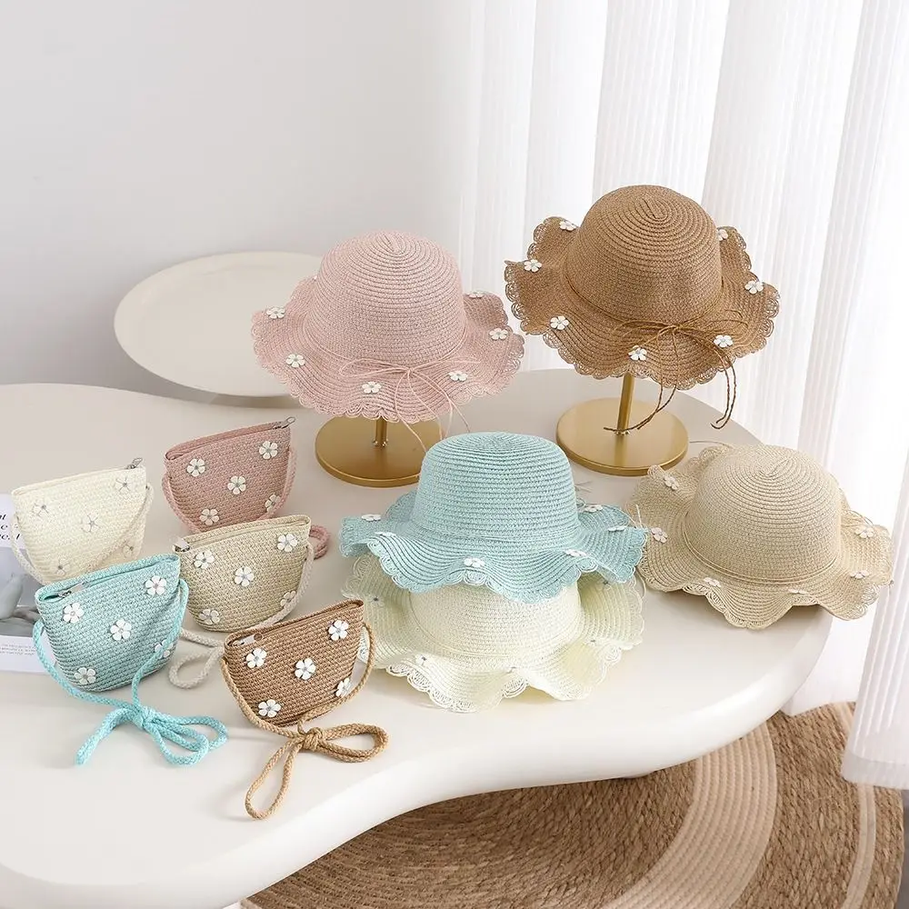 Sombrero de playa niños ala ancha con flores y protección solar - imagen 4