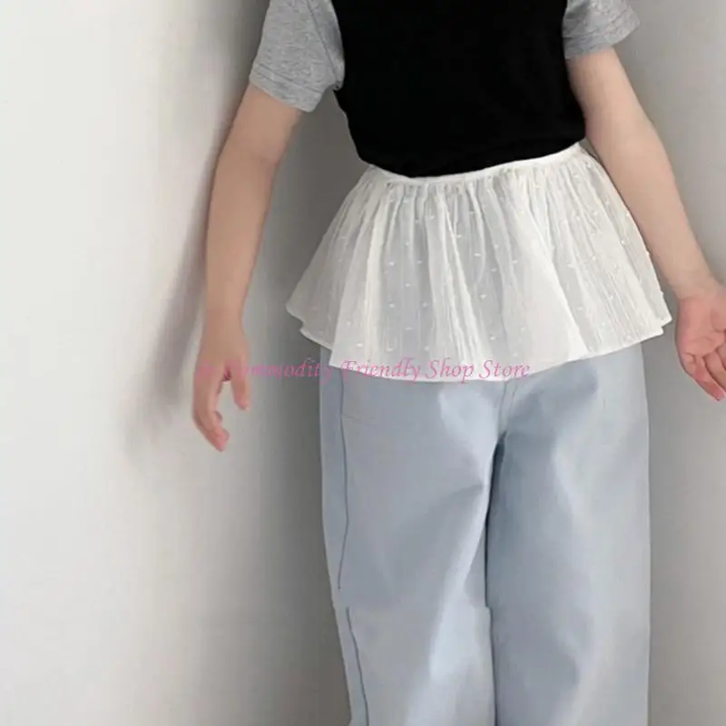85AE Falda de niñas con delantal decorativo en capas - imagen 4