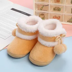 Botas de nieve de lana para bebés cálidas con suela antideslizante