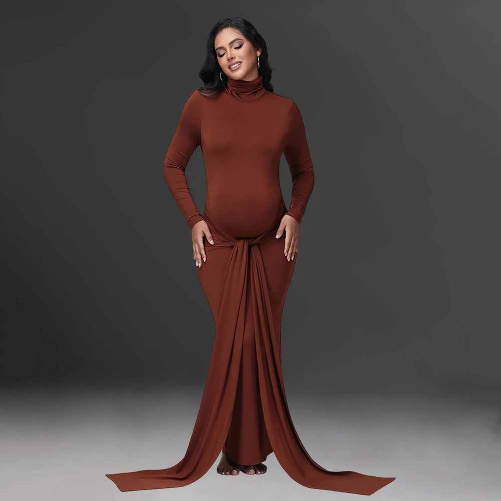 Vestido de maternidad para sesión de fotos – Manga larga cuello alto