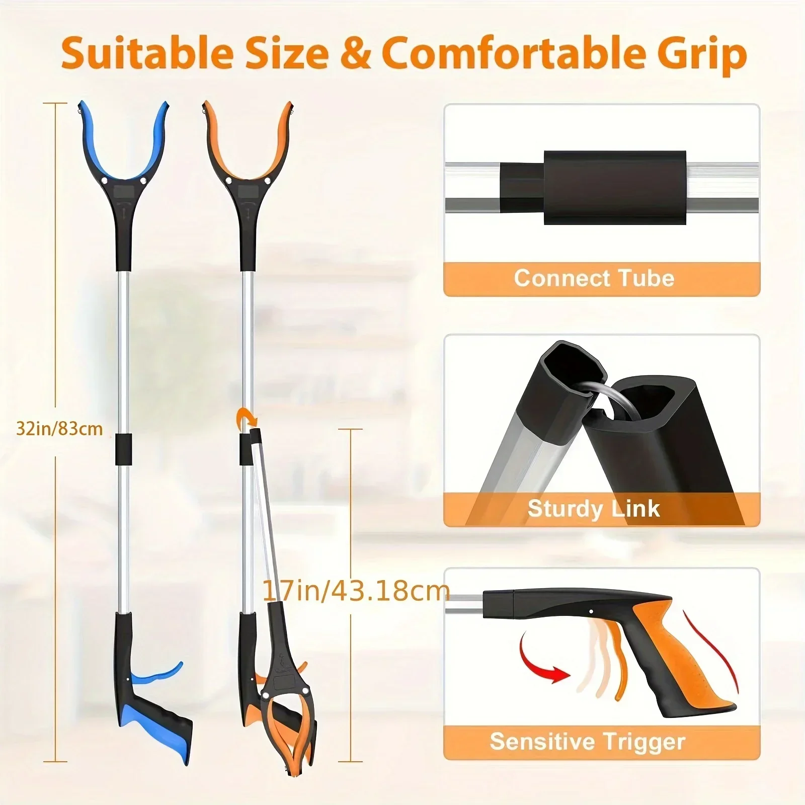 Pinza recogedora giratoria 360° de 32 pulgadas para personas mayores - imagen 4