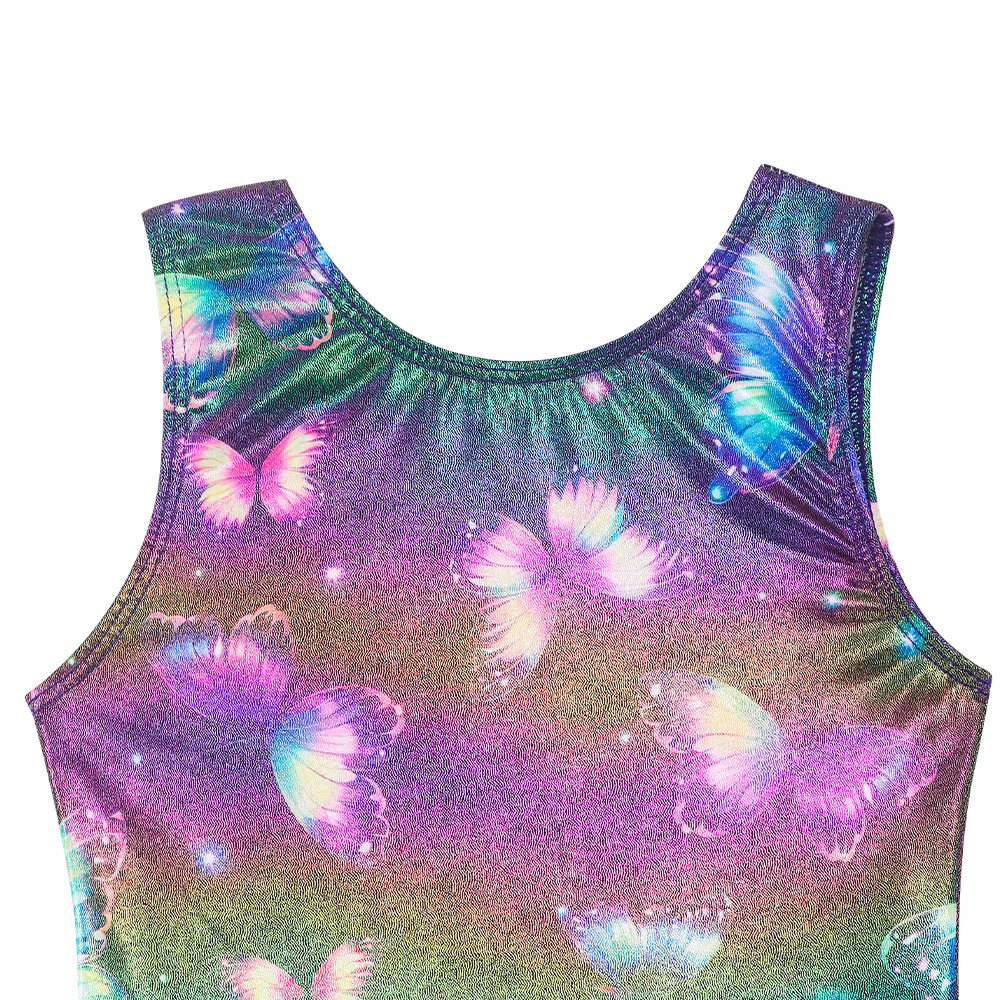 Leotardos de ballet para niñas brillantes con estampado mariposa - imagen 5