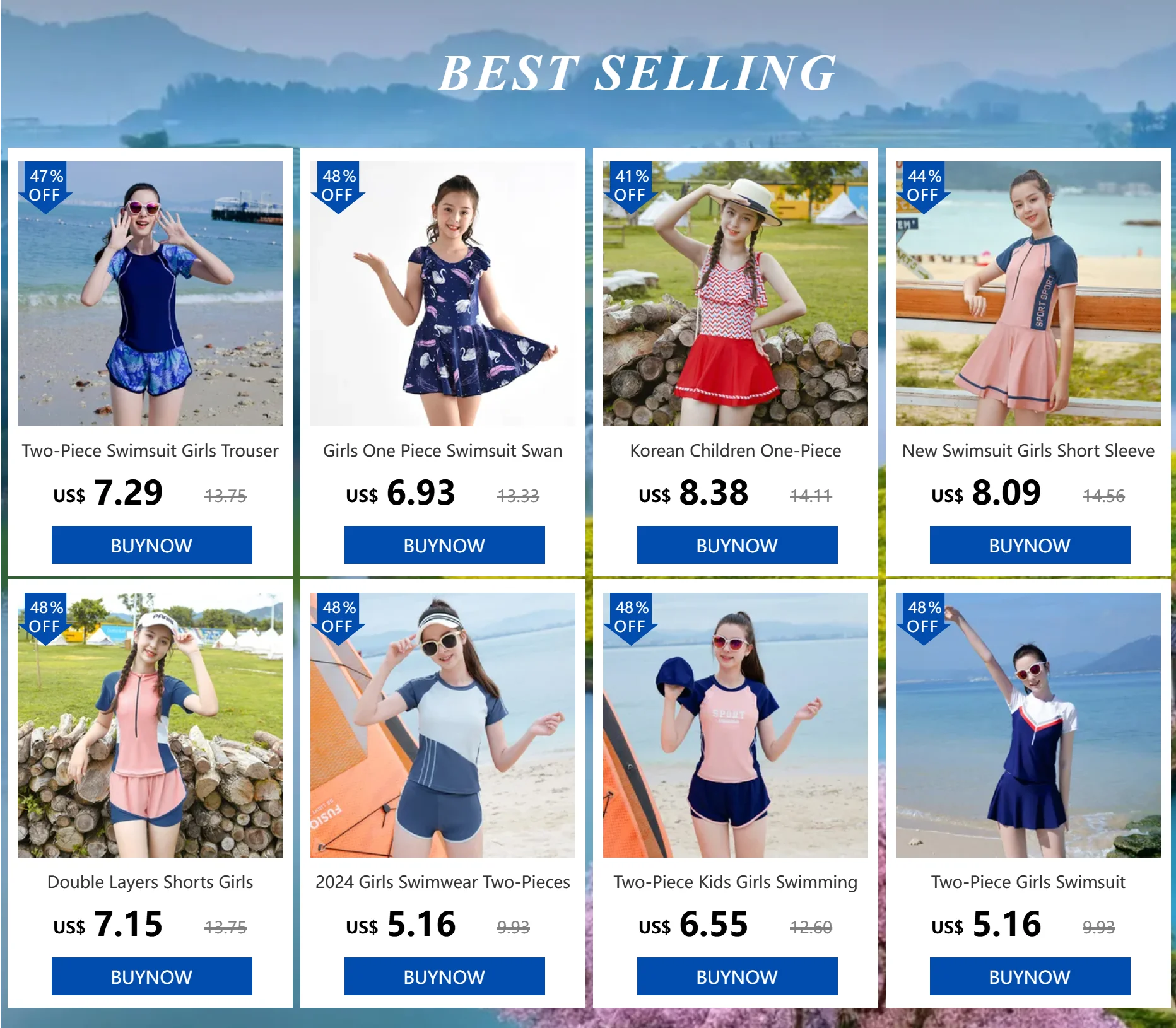 Conjunto de traje de baño para niñas mostrando la falda de princesa y los pantalones cortos con cremallera