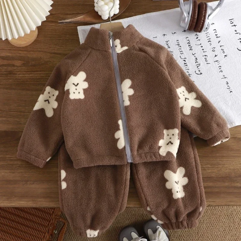 Pijama de lana Coral cálido de felpa para niños y niñas - imagen 3