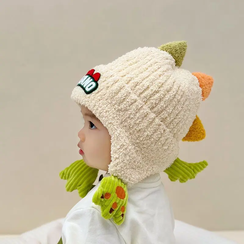 Gorro de lana con dinosaurio para bebé – Abrigado para otoño e invierno - imagen 3