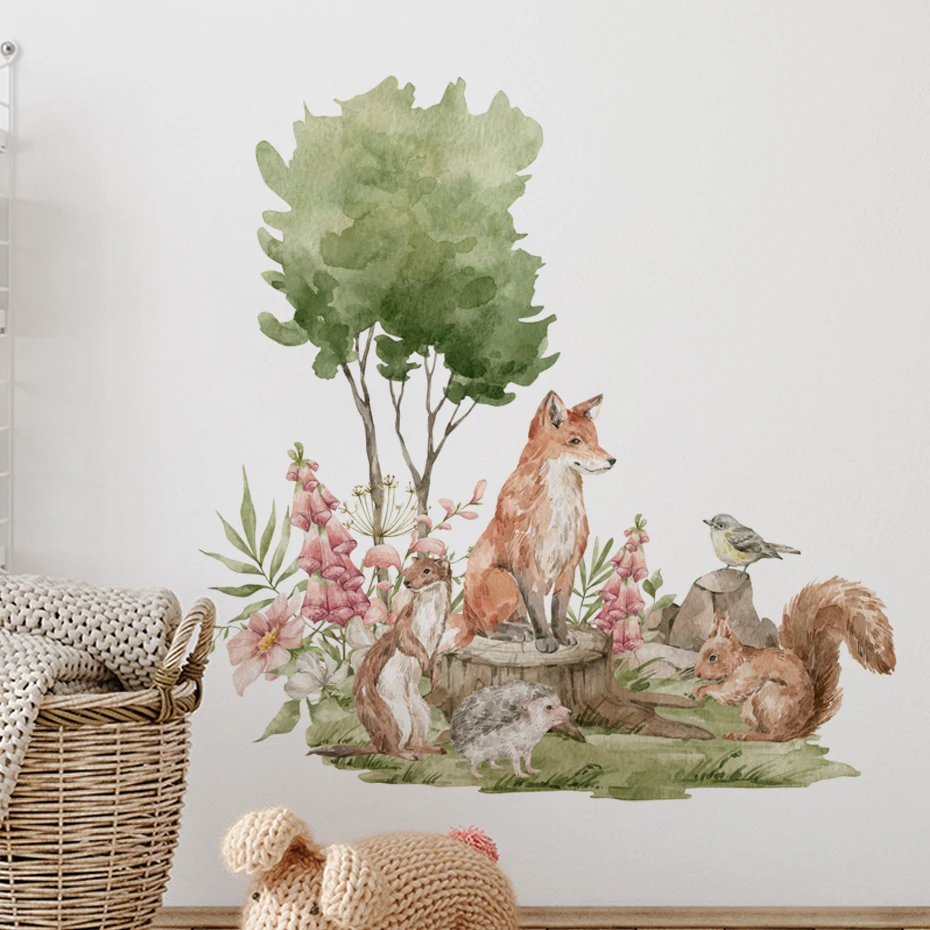 Pegatinas de pared infantiles animales del bosque para guardería