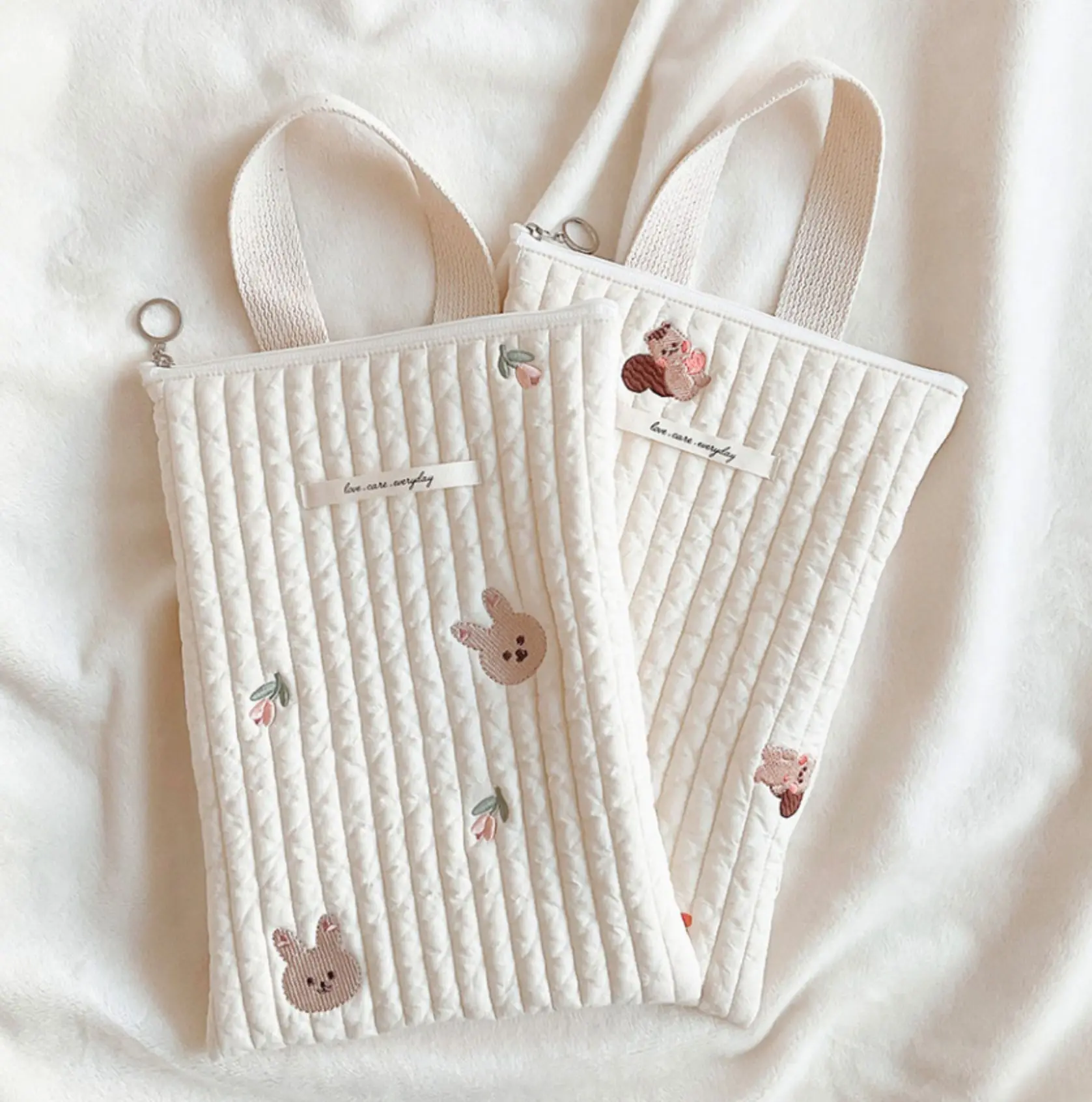 Bolsa de pañales con bordado de oso y estilo coreano para bebé