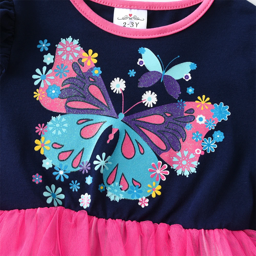 DXTON vestido de algodón para niña con volantes estampado - imagen 5