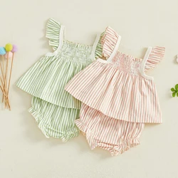 Tregren conjunto verano niña con blusa rayada manga mariposa y short