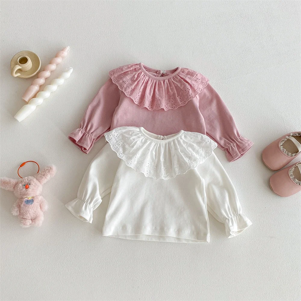 Camisa de niña con cuello de encaje y manga larga primavera-otoño - imagen 2