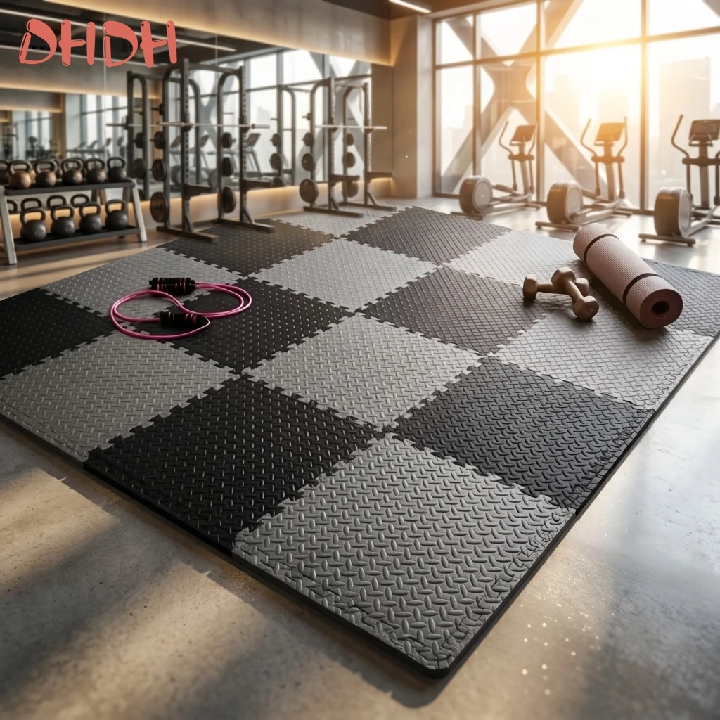 Esterilla de gimnasio antideslizante en caucho entrelazado - imagen 3