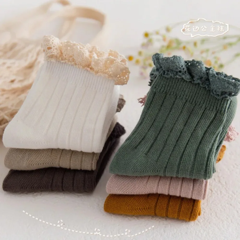 Calcetines de bebé con encaje y volantes vintage para otoño e invierno - imagen 2