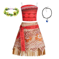 Vestido Vaiana Disney para niña – Disfraz Prinzessin con borlas tropical