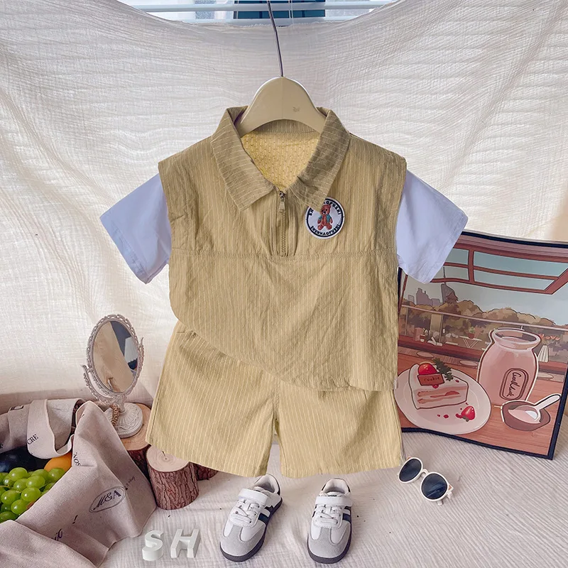 Conjunto de verano para bebés con camiseta y pantalón corto - imagen 2