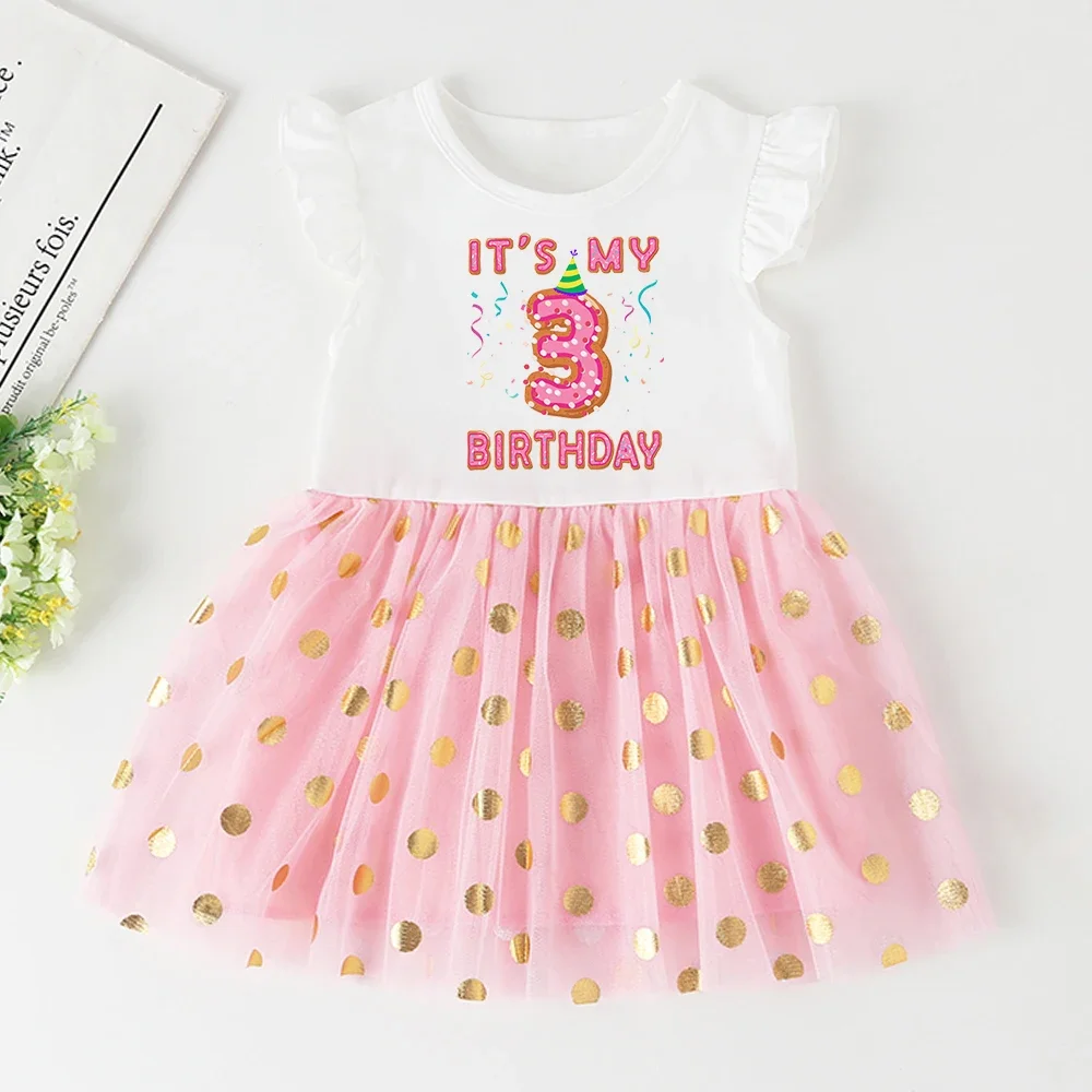 Vestido de bautizo para niña con manga corta - Fiesta de cumpleaños - imagen 3
