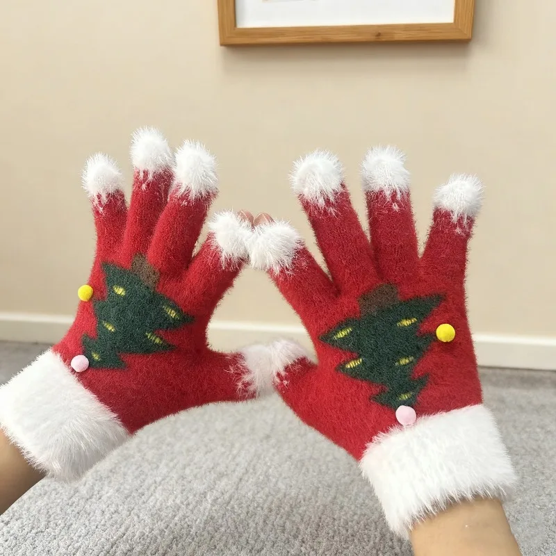 Guantes térmicos de punto con diseño de árbol de Navidad - imagen 2