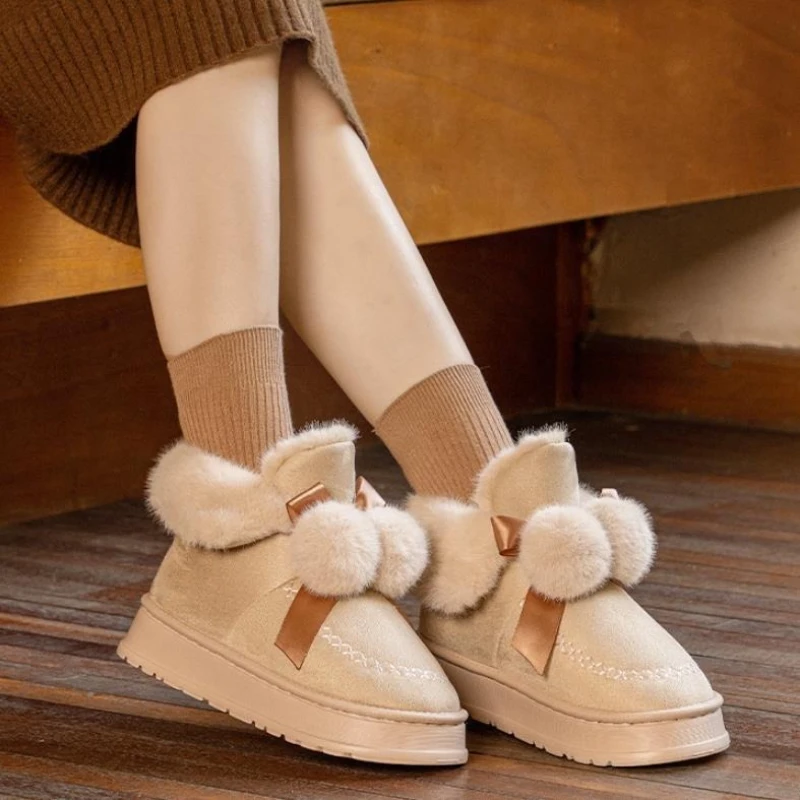 Botas de nieve antideslizantes de felpa para mujer, cortas y cálidas - imagen 5